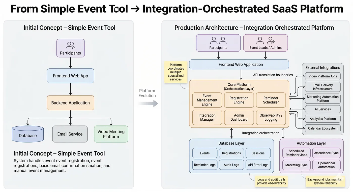 From a simple event tool to an integration-orchestrated platform